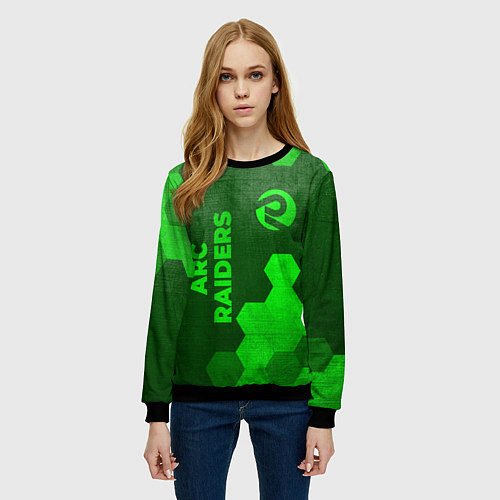 Женский свитшот ARC Raiders - green gradient вертикально / 3D-Черный – фото 3