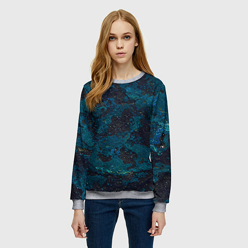 Женский свитшот Черно-синий бетон / 3D-Меланж – фото 3