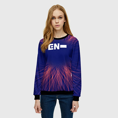 Женский свитшот Enhypen red energy / 3D-Черный – фото 3