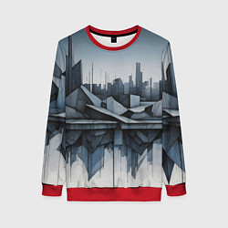 Свитшот женский Небоскребы и скалы, цвет: 3D-красный