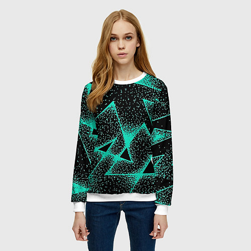 Женский свитшот The triangle is light blue / 3D-Белый – фото 3