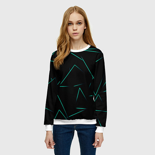 Женский свитшот Color turquoise line / 3D-Белый – фото 3