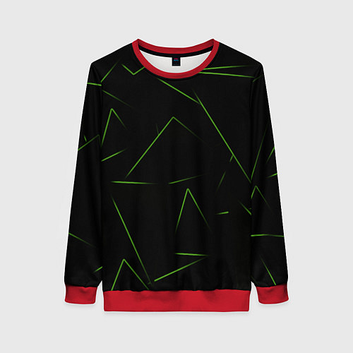 Женский свитшот Color green line / 3D-Красный – фото 1