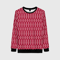 Женский свитшот Красно белый геометрический узор ретро
