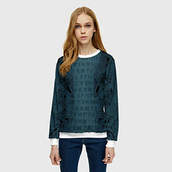 Свитшот женский Руны и скандинавская татуировка Одина, цвет: 3D-белый — фото 2