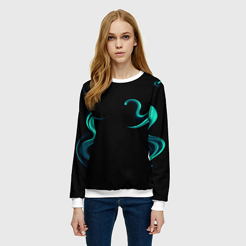 Женский свитшот Color light blue abstraction / 3D-Белый – фото 3