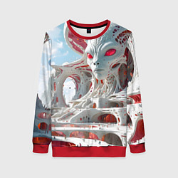 Свитшот женский Инопланетный белый город, цвет: 3D-красный