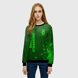 Свитшот женский Death Stranding - green gradient вертикально, цвет: 3D-черный — фото 2