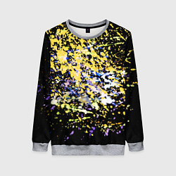Свитшот женский Желто синяя краска на черном, цвет: 3D-меланж