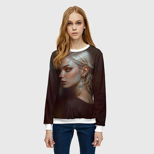 Женский свитшот Девушка Error / 3D-Белый – фото 3