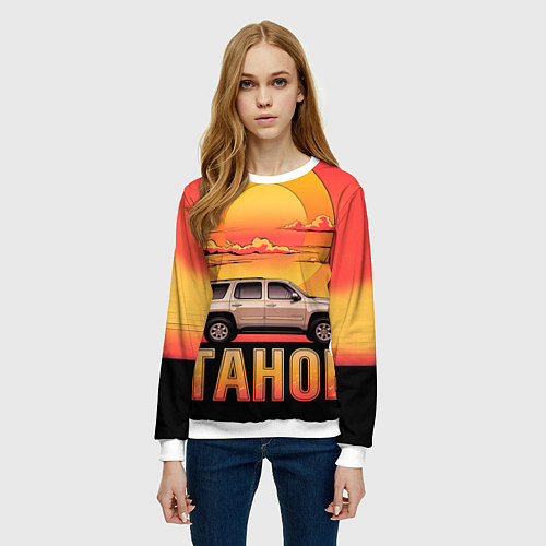 Женский свитшот Tahoe на закате джип / 3D-Белый – фото 3