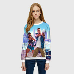 Свитшот женский GTA 6 главные герои, цвет: 3D-белый — фото 2