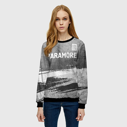 Женский свитшот Paramore - grey gradient посередине / 3D-Черный – фото 3
