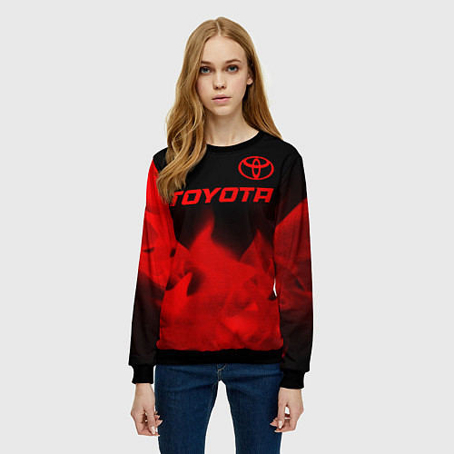 Женский свитшот Toyota - red gradient посередине / 3D-Черный – фото 3