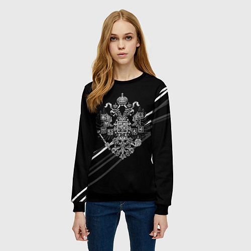 Женский свитшот Имперский герб чёрный с полосами / 3D-Черный – фото 3