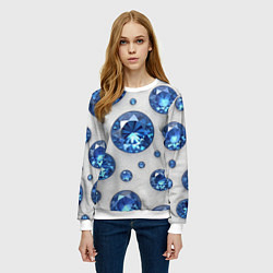 Свитшот женский Россыпь сапфиров, цвет: 3D-белый — фото 2