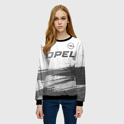 Женский свитшот Opel - white gradient посередине / 3D-Черный – фото 3