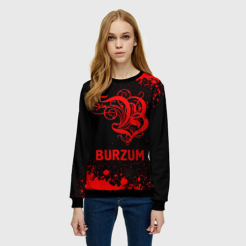 Женский свитшот Burzum - red gradient / 3D-Черный – фото 3