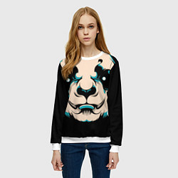 Свитшот женский Взгляд панды, цвет: 3D-белый — фото 2