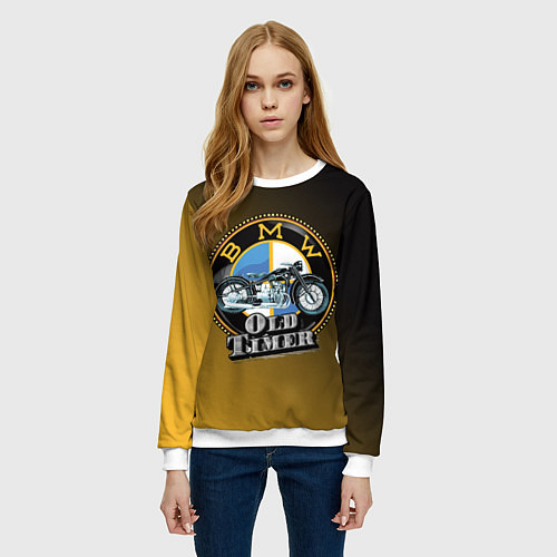 Женский свитшот Ретро мотоцикл BMW / 3D-Белый – фото 3