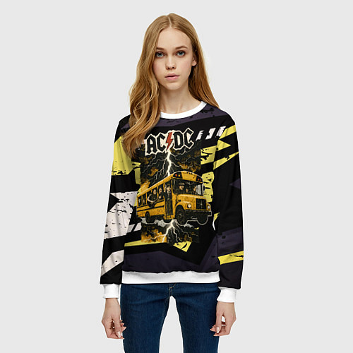 Женский свитшот ACDC в автобусе / 3D-Белый – фото 3