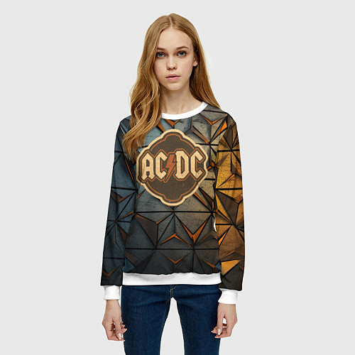 Женский свитшот ACDC винтажный логотип / 3D-Белый – фото 3
