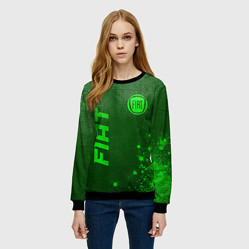 Женский свитшот Fiat - green gradient вертикально / 3D-Черный – фото 3