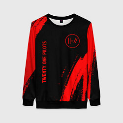 Свитшот женский Twenty One Pilots - red gradient вертикально, цвет: 3D-черный