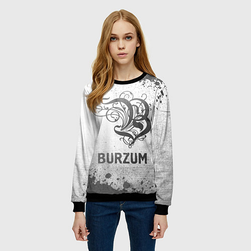 Женский свитшот Burzum - white gradient / 3D-Черный – фото 3