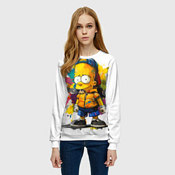 Свитшот женский Рисунок красками Барт Симпсон, цвет: 3D-белый — фото 2