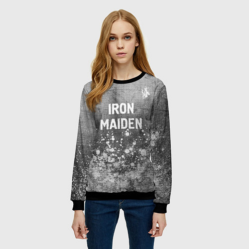 Женский свитшот Iron Maiden - grey gradient посередине / 3D-Черный – фото 3