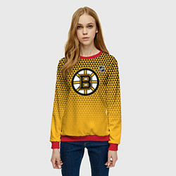 Свитшот женский Бостон Брюинз - паттерн треугольников, цвет: 3D-красный — фото 2