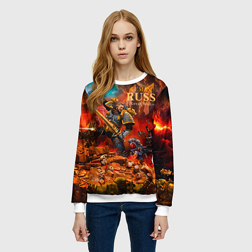 Женский свитшот Лман Русс примарх Космических Волков / 3D-Белый – фото 3