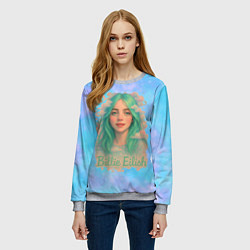 Свитшот женский Билли Айлиш с зелеными волосами, цвет: 3D-меланж — фото 2