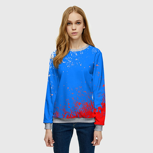 Женский свитшот Патриот - флаг / 3D-Меланж – фото 3