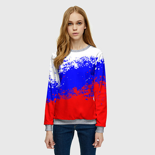 Женский свитшот Патриот - флаг / 3D-Меланж – фото 3