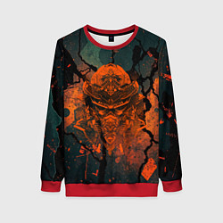 Свитшот женский Шлем кибернетического самурая, цвет: 3D-красный