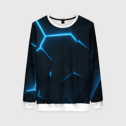 Свитшот женский Черные плиты с синим светом, цвет: 3D-белый