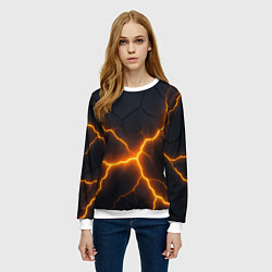 Свитшот женский Молнии и черные плиты, цвет: 3D-белый — фото 2