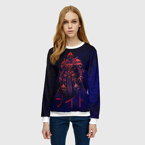 Женский свитшот Мифический воин в неоновом свете / 3D-Белый – фото 3