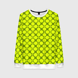Женский свитшот Желто зеленый неоновый узор ретро в горох