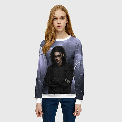 Женский свитшот Bones в образе психа / 3D-Белый – фото 3