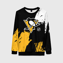 Свитшот женский Питтсбург Пингвинз - брызги, цвет: 3D-черный