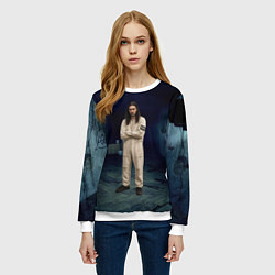 Свитшот женский Bones - образ психа, цвет: 3D-белый — фото 2