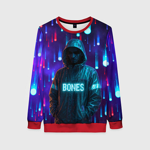 Женский свитшот Bones в стиле киберпанк / 3D-Красный – фото 1