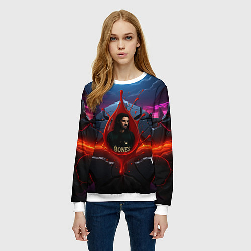 Женский свитшот Bones внутри капли / 3D-Белый – фото 3