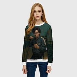 Свитшот женский Игрок 218 в боевой стойке, цвет: 3D-белый — фото 2
