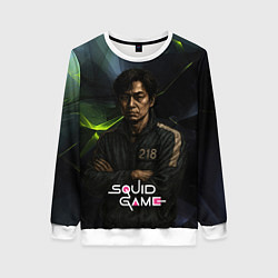 Свитшот женский Игра в кальмара - игрок 218 скрещивает руки, цвет: 3D-белый