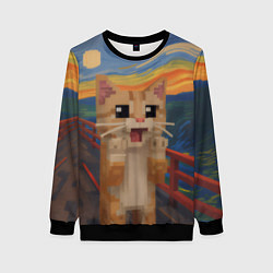 Свитшот женский Кот крик в стиле майнкрафт, цвет: 3D-черный