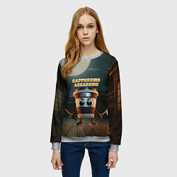 Свитшот женский Cappuccino Assassino мем, цвет: 3D-меланж — фото 2